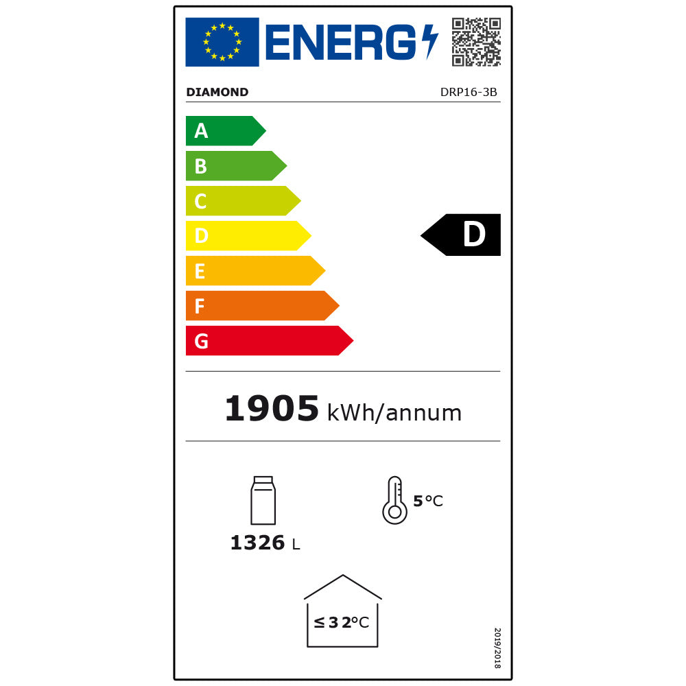 Vitrinekast met positieve ventilatie, 1455 liter, 3 draaideuren - WIT 