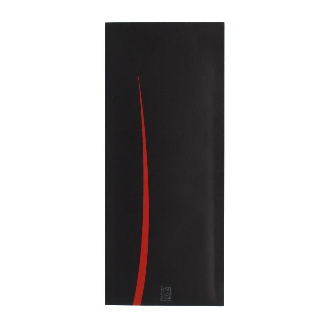 Pochettes à couverts noires avec serviette rouge Europochette (lot de 100) — CK239