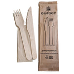 Ensembles de couverts en bois 3-en-1 emballages individuels kraft eGreen (lot de 250) — FS167