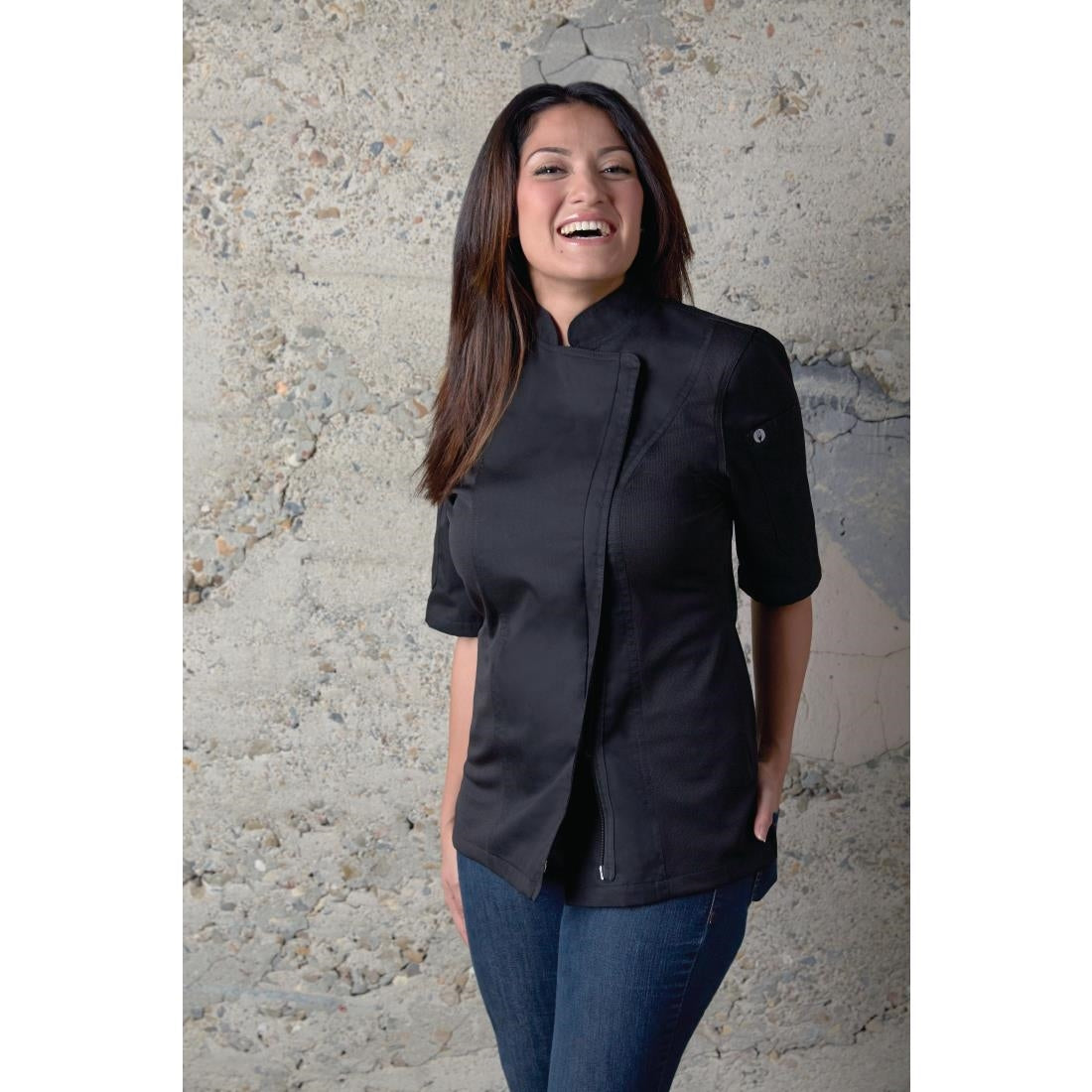 Veste de cuisine femme zippée légère Springfield Chef Works noire XXL — BB051-XXL