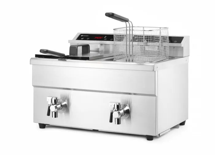 Friteuse à Induction Professionnelle HENDI Profi Line 2x 8L - 7000W, Robinet de Vidange & Précision