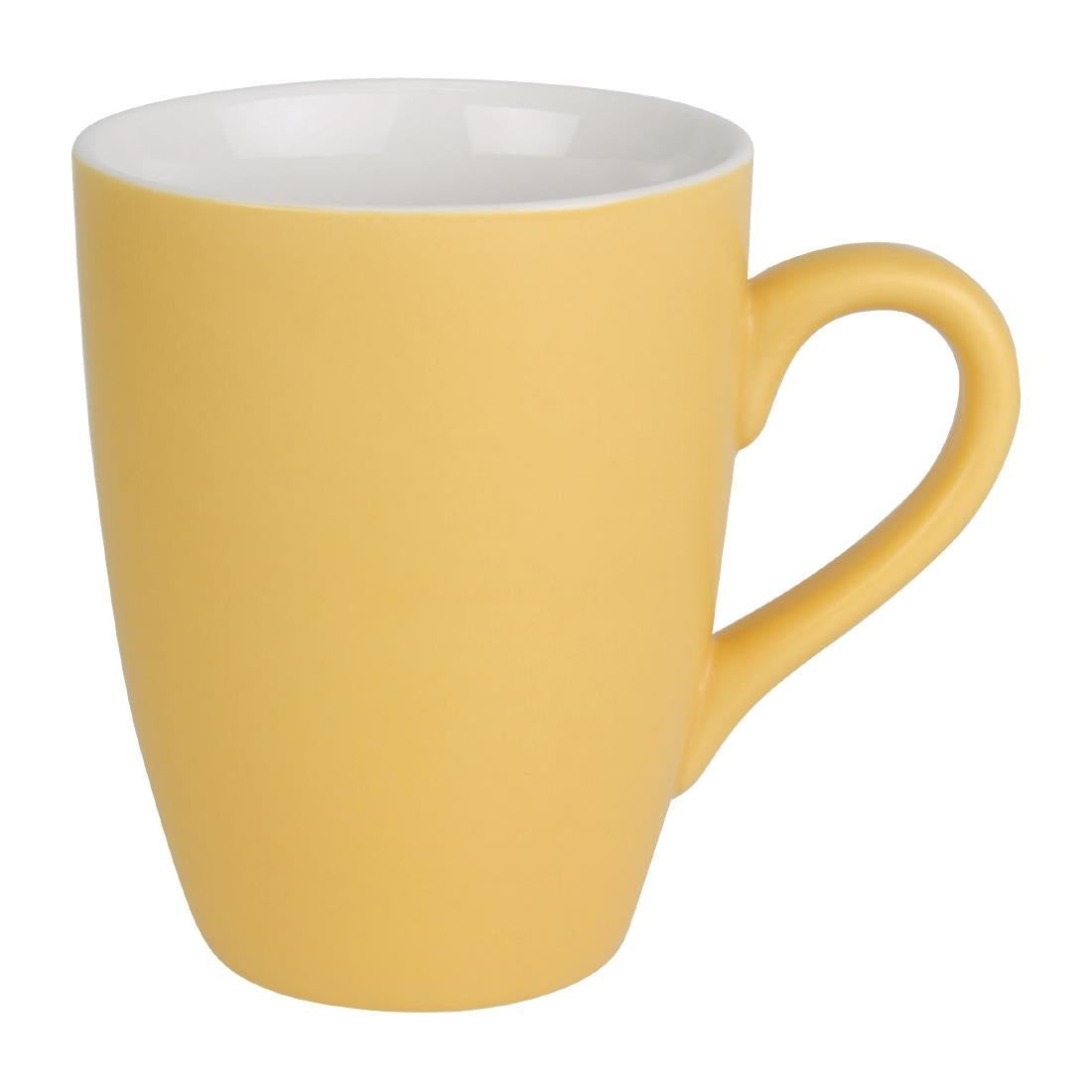 Mug pastel mat en porcelaine Olympia jaune 320ml (Lot de 6) — CS040
