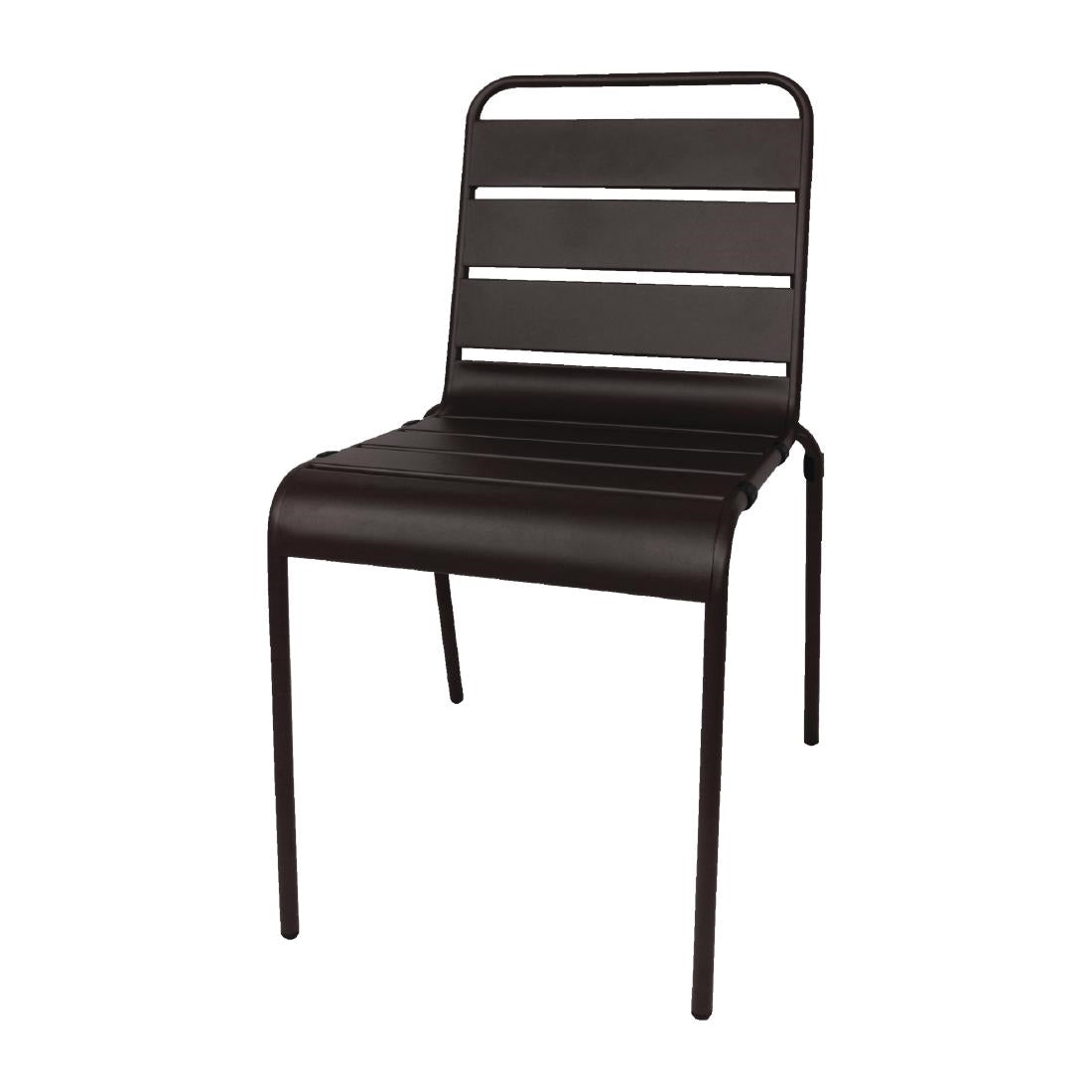 Chaise à lattes en acier Bolero noire lot de 4 — CS728