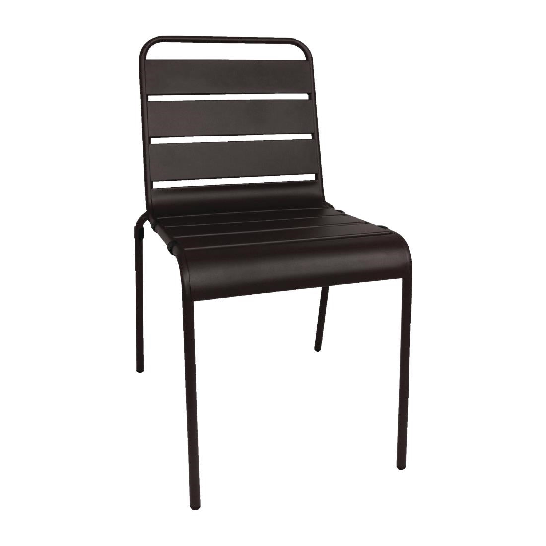 Chaise à lattes en acier Bolero noire lot de 4 — CS728