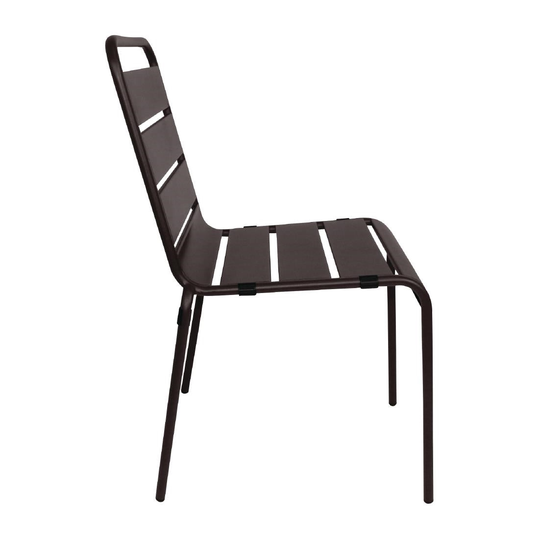 Chaise à lattes en acier Bolero noire lot de 4 — CS728
