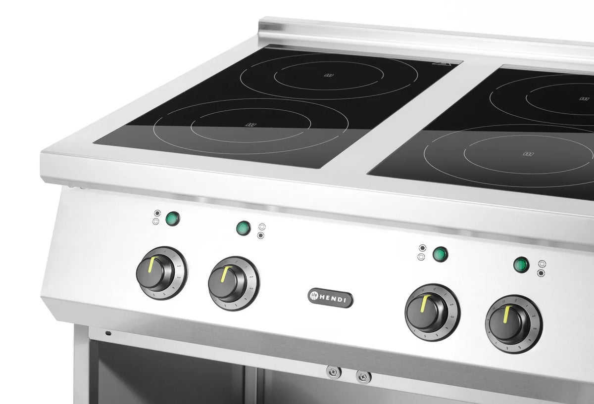 Cuisinière à Induction Professionnelle HENDI 4 Foyers - 17 kW, Inox & Verre Trempé