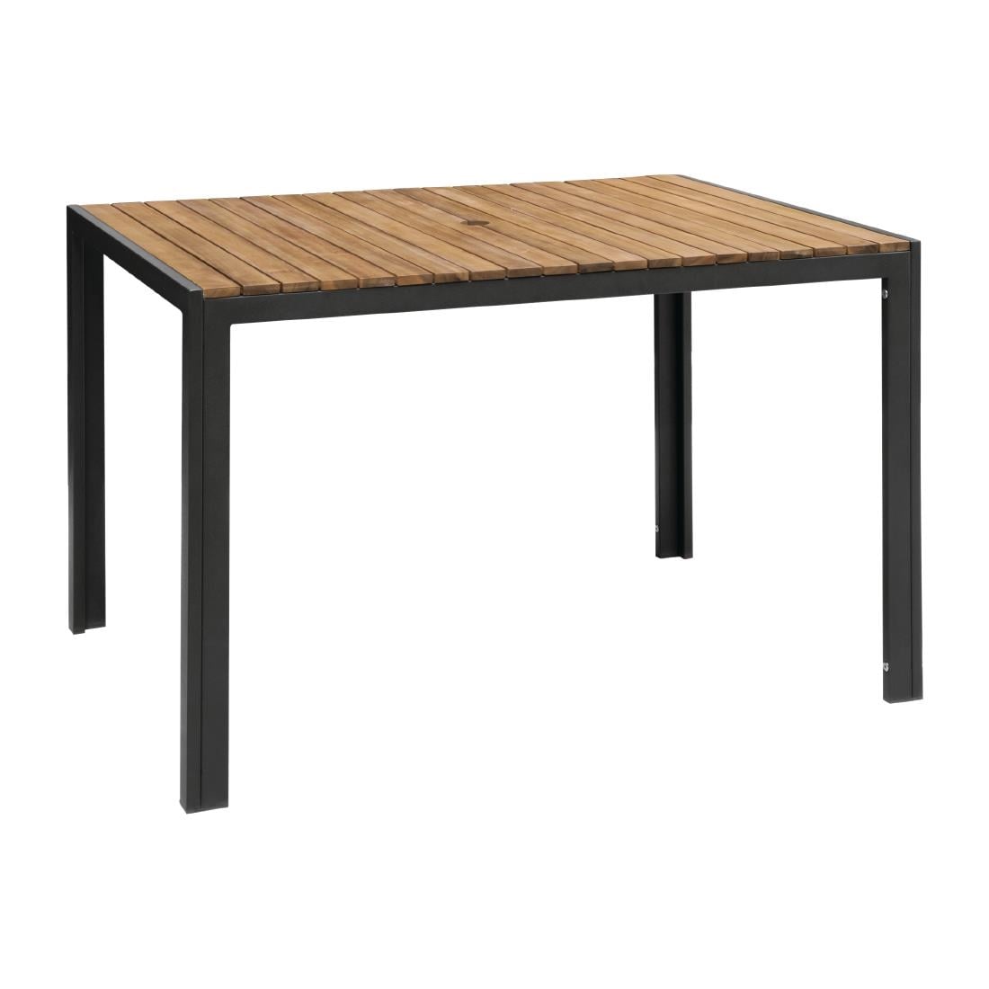 Table rectangulaire en acier et acacia Bolero 120 cm — DS153