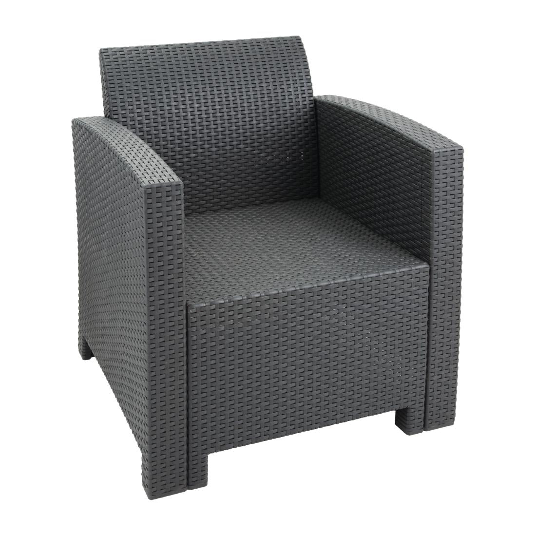 Ensemble fauteuils et table en rotin PP Bolero gris — DR309