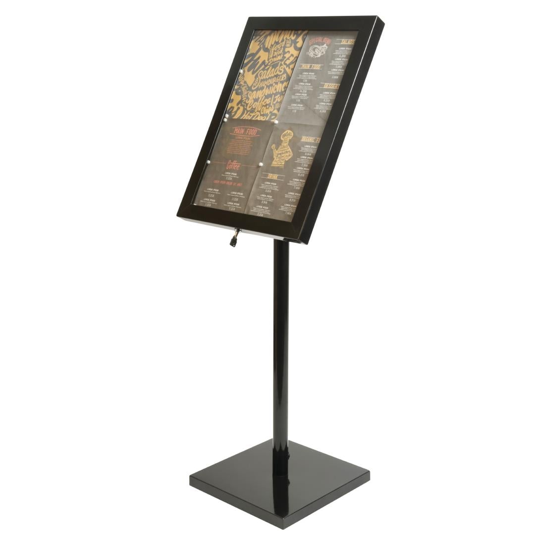 Présentoir éclairé LED Securit noir avec poteau et pied — GL110
