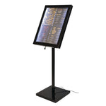 Présentoir éclairé LED Securit noir avec poteau et pied — GL110