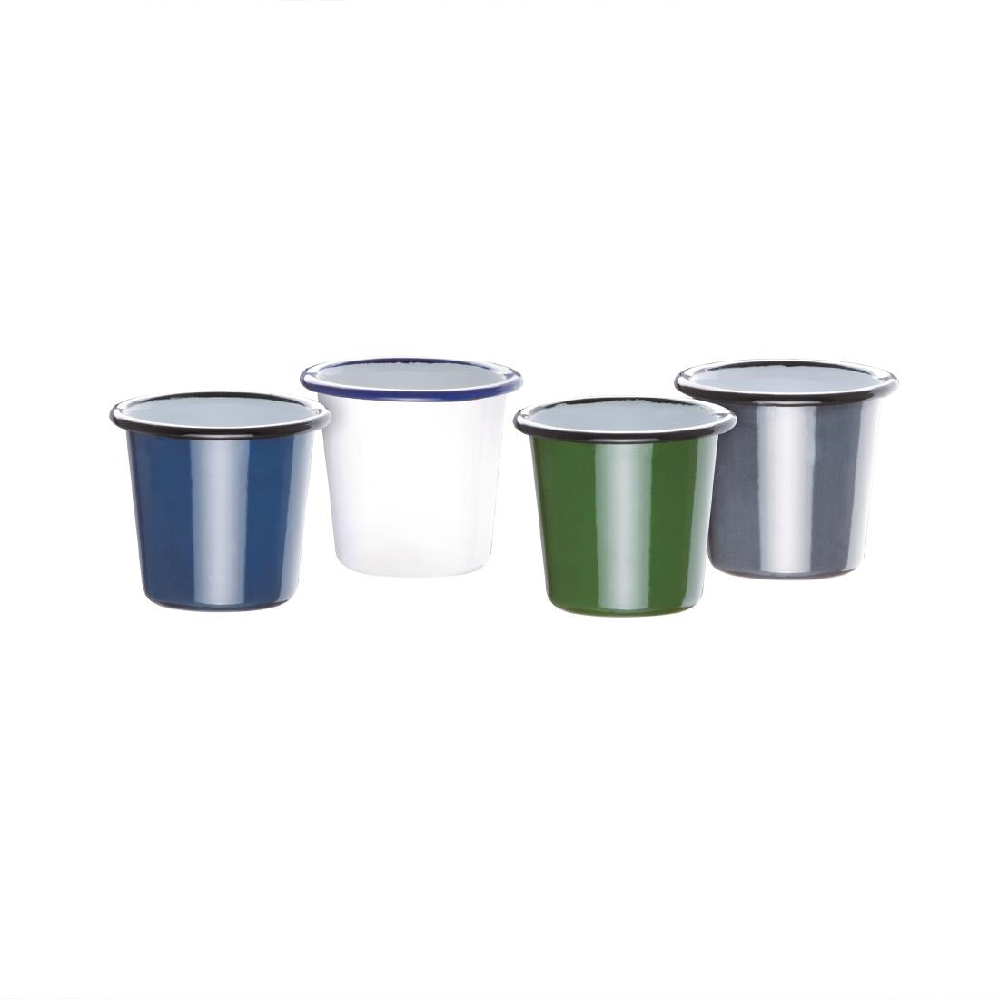 Pots à sauce en acier émaillé bleu et blanc Olympia 114ml (Lot de 6) — DC383