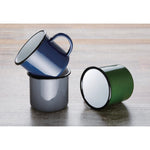 Mugs en acier émaillé vert et noir Olympia 350ml (Lot de 6) — DC396