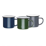 Mugs en acier émaillé vert et noir Olympia 350ml (Lot de 6) — DC396