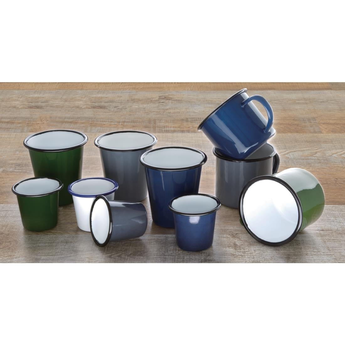 Pots à sauce en acier émaillé bleu et blanc Olympia 114ml (Lot de 6) — DC383