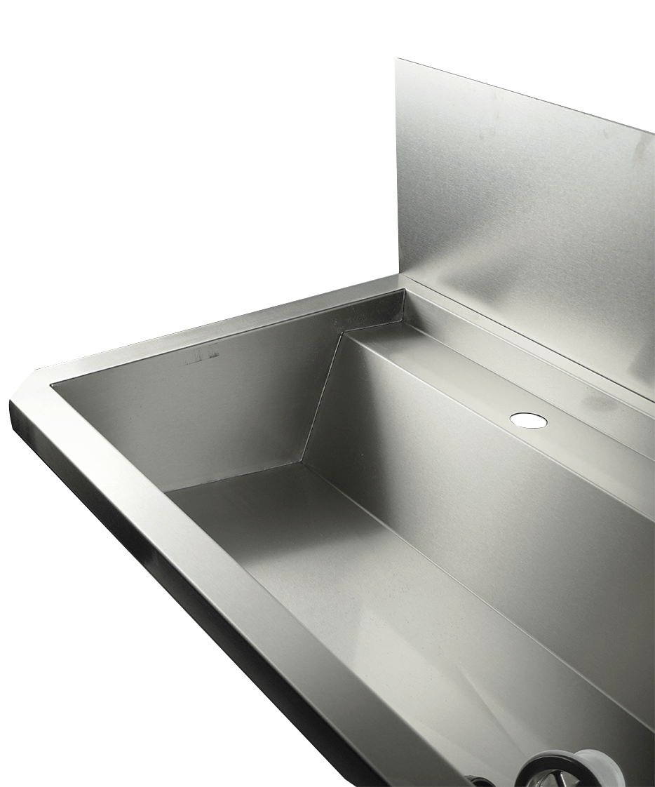 Évier inox 3 robinets 1800mm bouchon de vidange et couvercle anti-éclaboussures inclus, à l'exclusion du robinets — Combisteel 7013.4610
