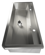 Évier inox 2 robinets 1200mm bouchon de vidange et couvercle anti-éclaboussures inclus, à l'exclusion du robinets — Combisteel 7013.4605