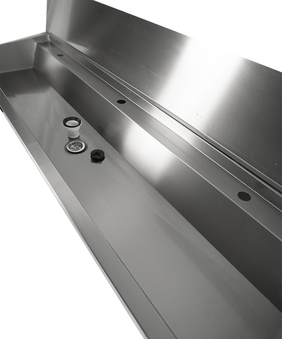 Évier inox 3 robinets 1800mm bouchon de vidange et couvercle anti-éclaboussures inclus, à l'exclusion du robinets — Combisteel 7013.4610