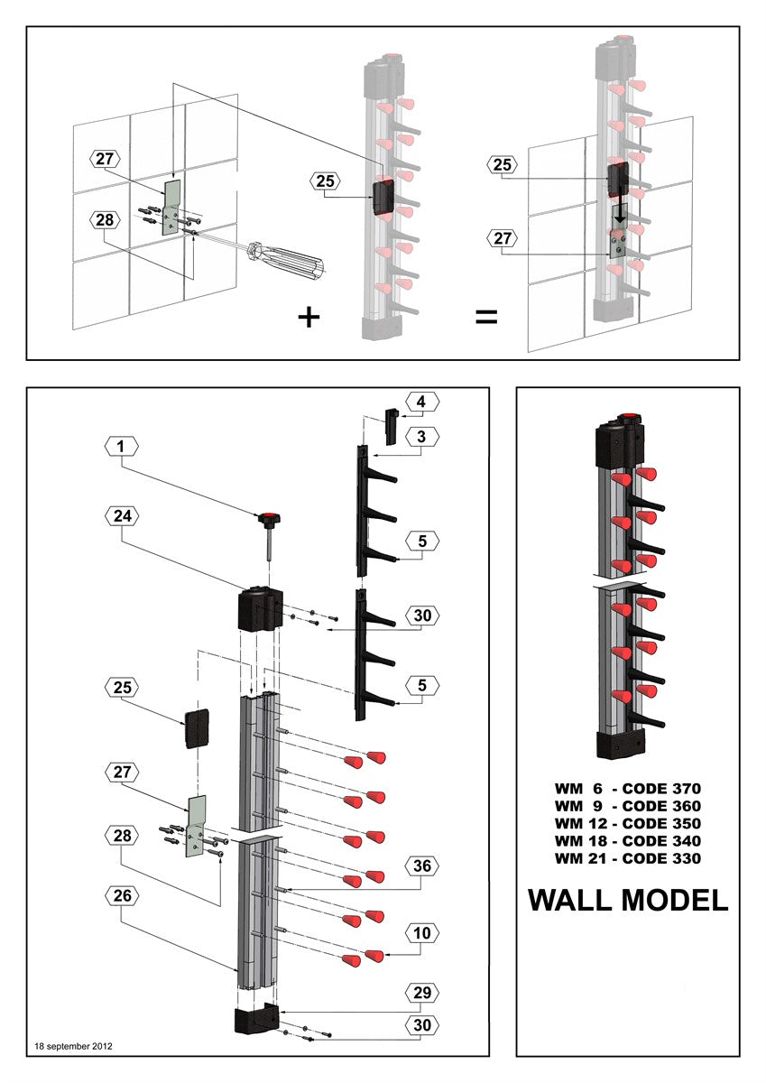 Porte assiettes dressées murale 9 — Combisteel 7036.0013