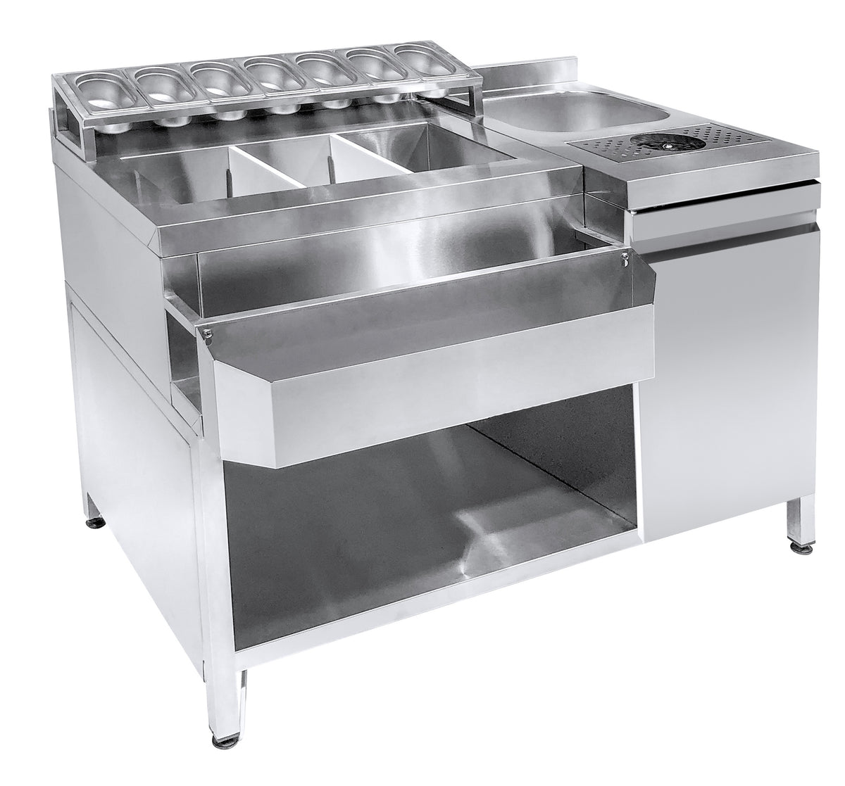 Cocktails bar station incl. évier, lave-verres, bacs GN, speedrail porte-bouteilles — Combisteel 7083.0035