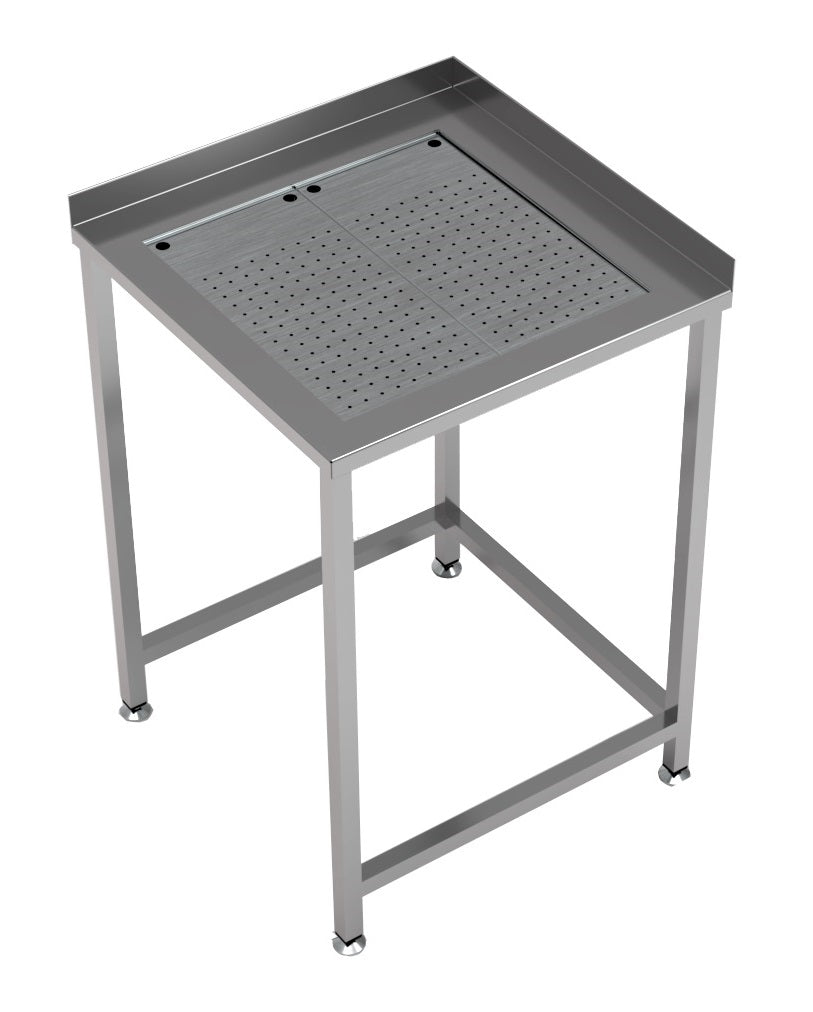 Plan de travail angle avec bac d'égouttage intégré 650x650 — Combisteel 7084.0035