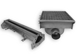 Drain inox 300x265 avec 1 sortie pour gouttière à fente — Combisteel 7107.0020