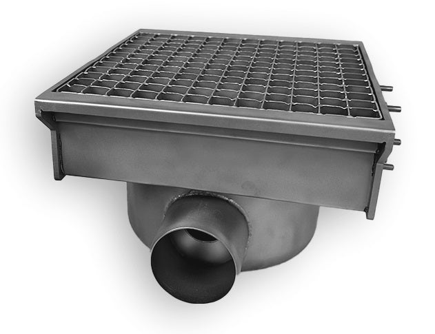 Drain inox 300x265 avec 1 sortie pour gouttière à fente — Combisteel 7107.0020