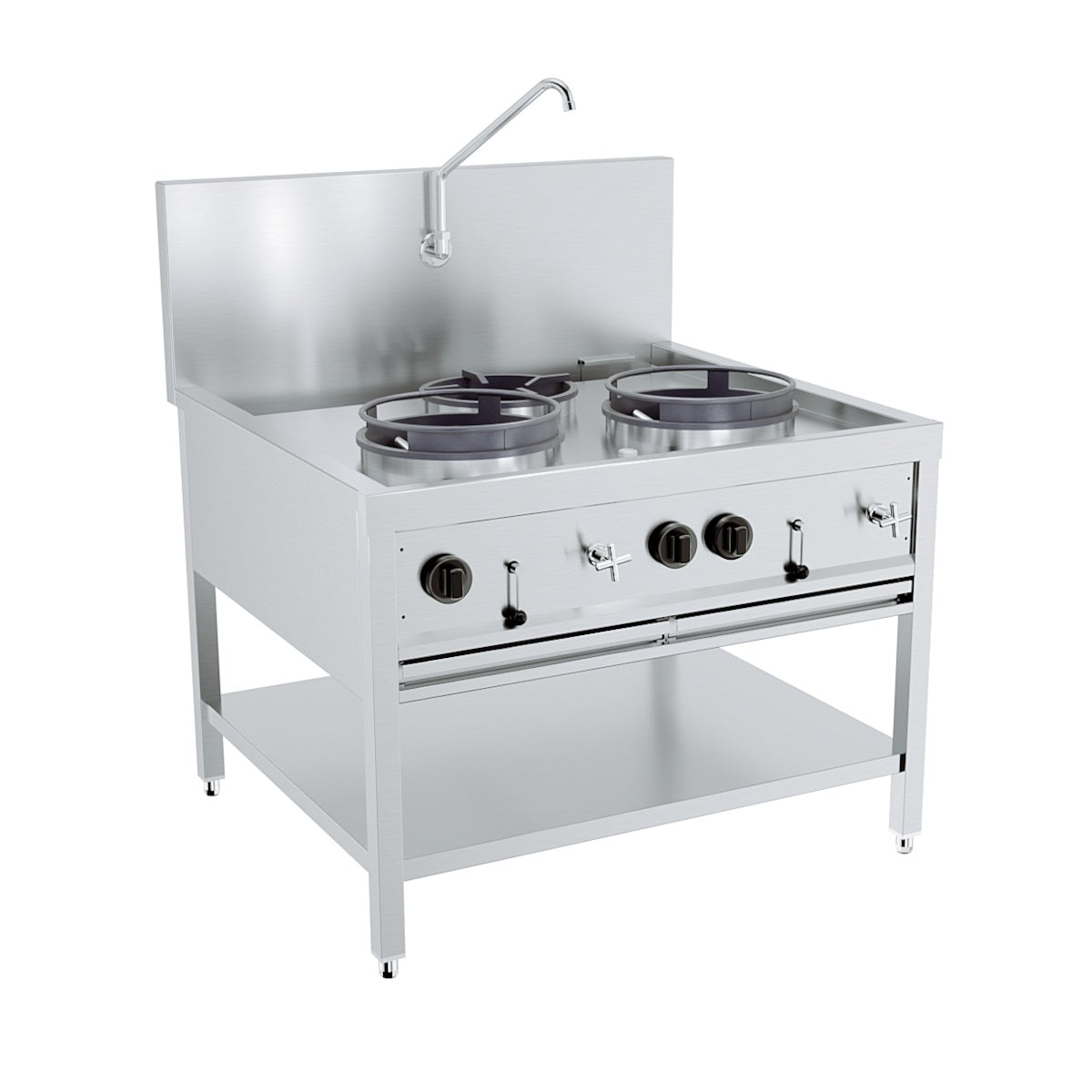 Table wok à gaz 2x17kw + 1x9kw — Combisteel 7178.1205