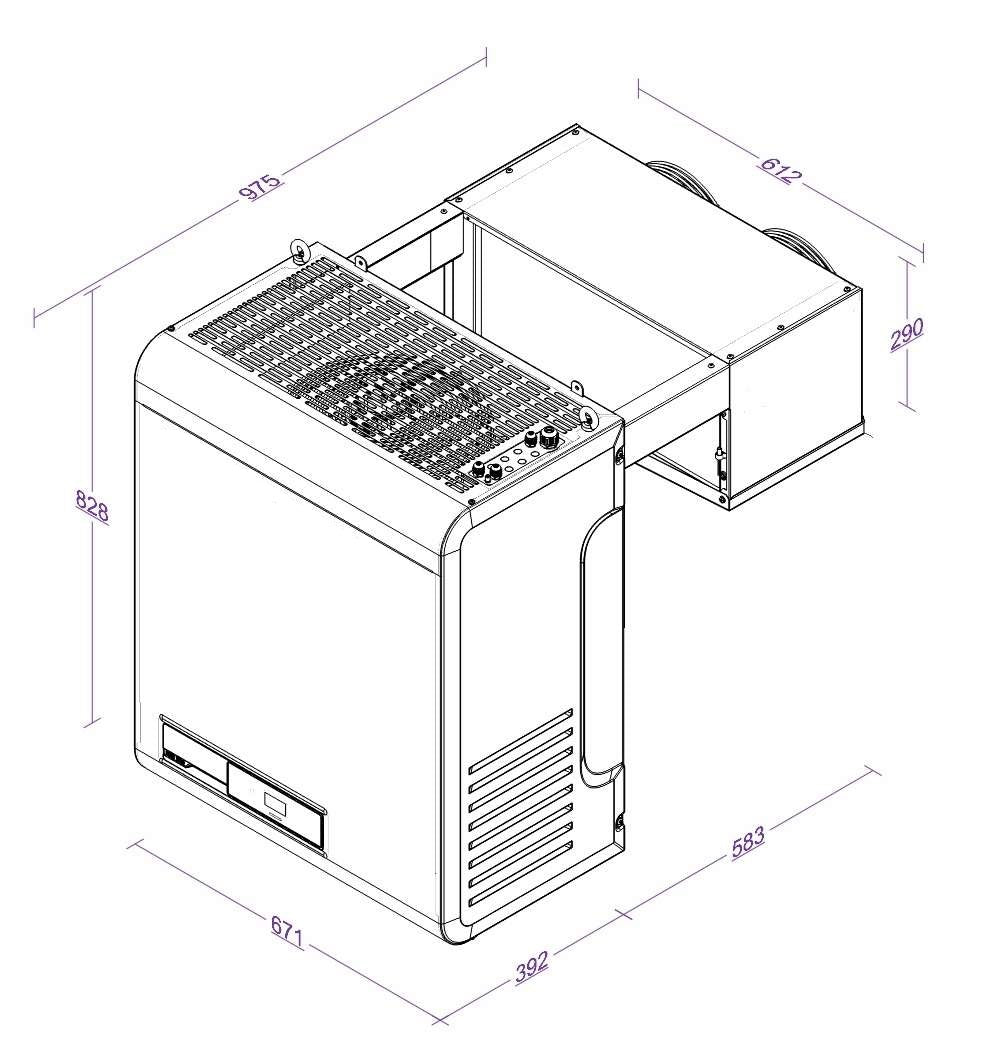 Unité de refroidissement type positif 13,2-27,6 m3 avec connexion en ligne — Combisteel 7265.0015