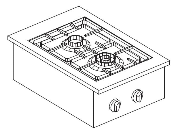 Cuisinière à gaz 2 br. 9kw — Combisteel 7266.0005