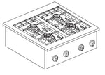 Cuisinière à gaz 4 br. 14kw — Combisteel 7266.0020