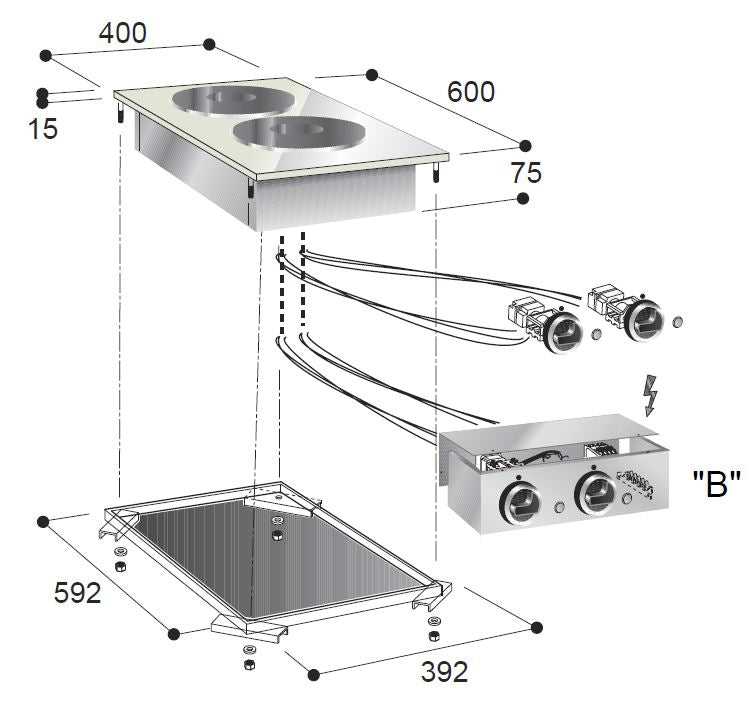 Cuisinière él. 2 pl. — Combisteel 7266.0025