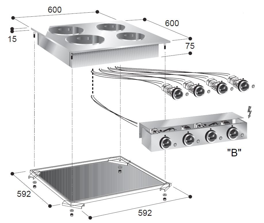 Cuisinière él. 4 pl. — Combisteel 7266.0030