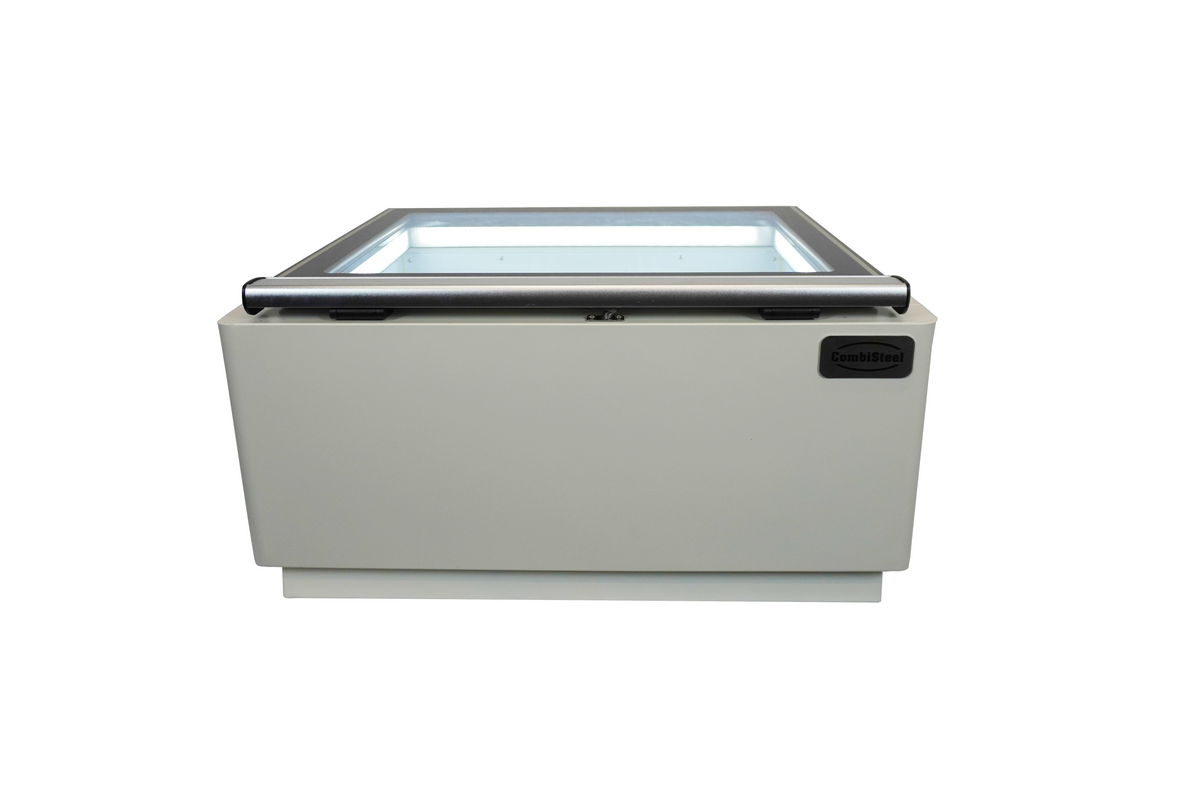 Modèle de table vitrine à creme glacée blanc s'ouvre du côté fonctionnement — Combisteel 7292.0005