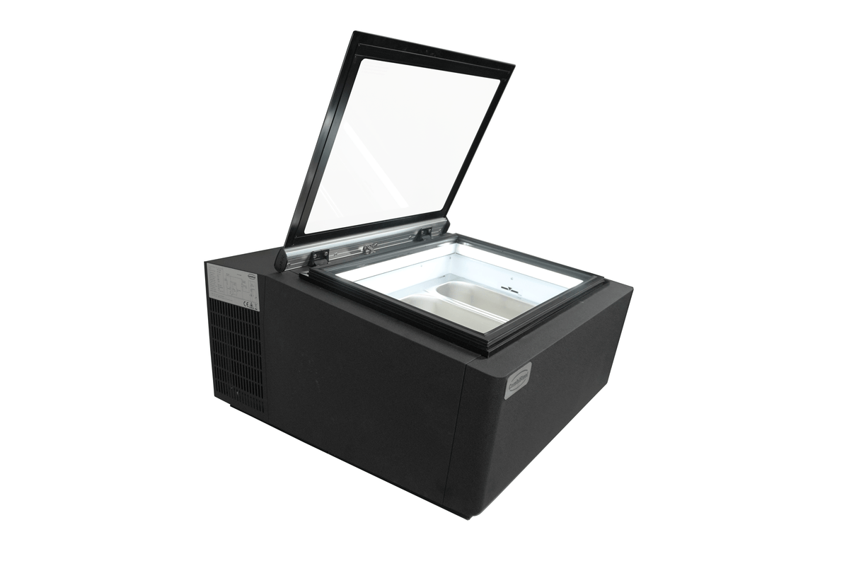 Modèle de table vitrine à creme glacée noir s'ouvre du côté client — Combisteel 7292.0020