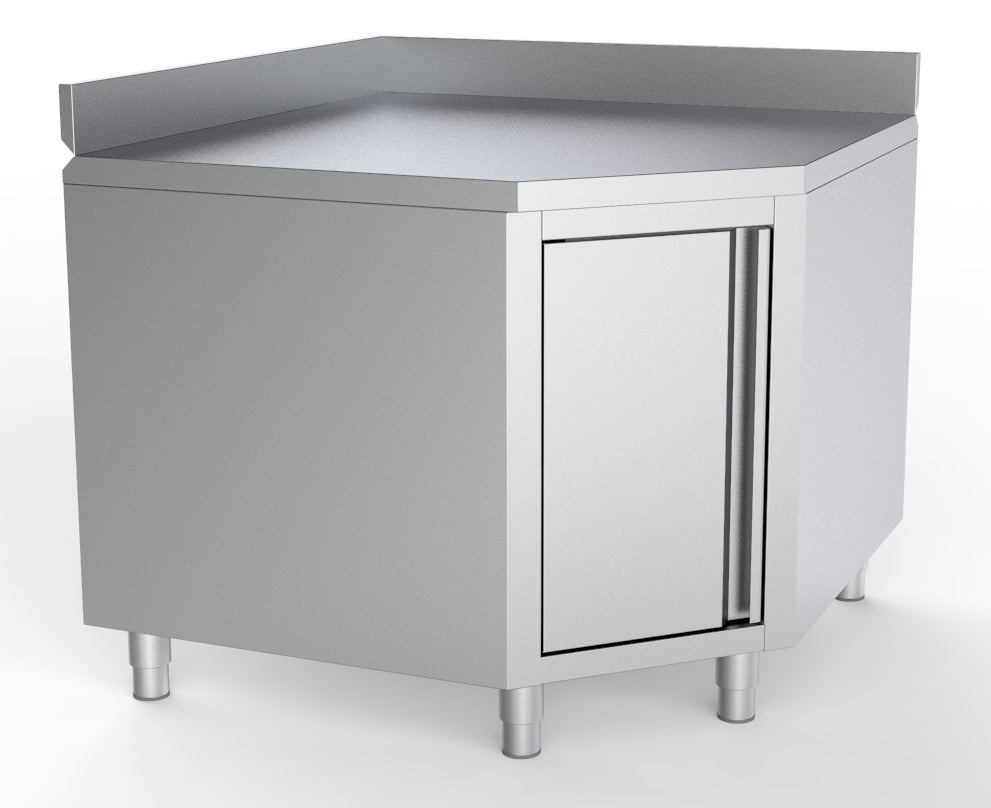 Plan de travail angle avec porte et bord relevé 1000/1000 pour 700mm tables — Combisteel 7333.0294
