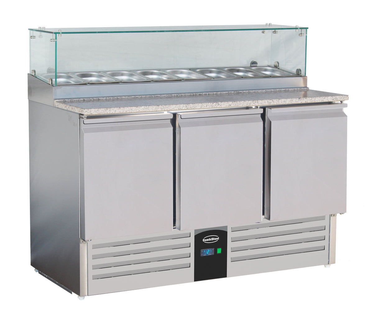 Table prép pour pizza avec verre 3 portes — Combisteel 7450.0220