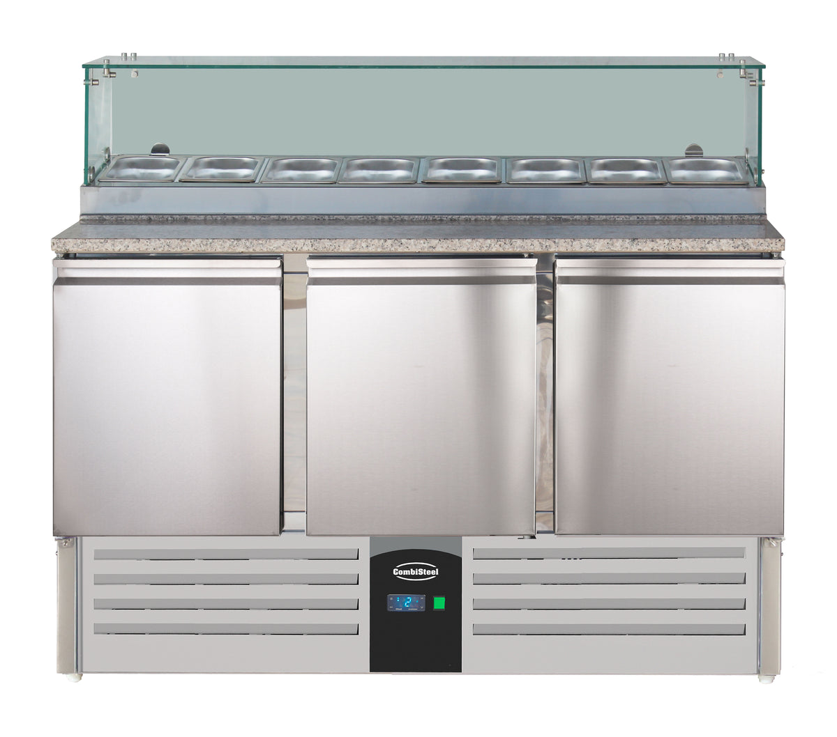 Table prép pour pizza avec verre 3 portes — Combisteel 7450.0220