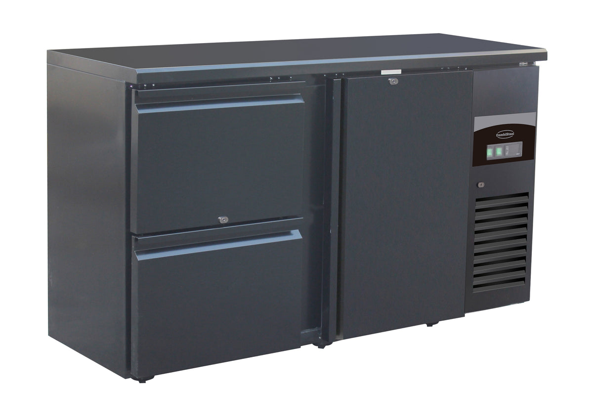 Arrière bar réfrigérée noir 1 porte et 2 tiroirs — Combisteel 7450.0316