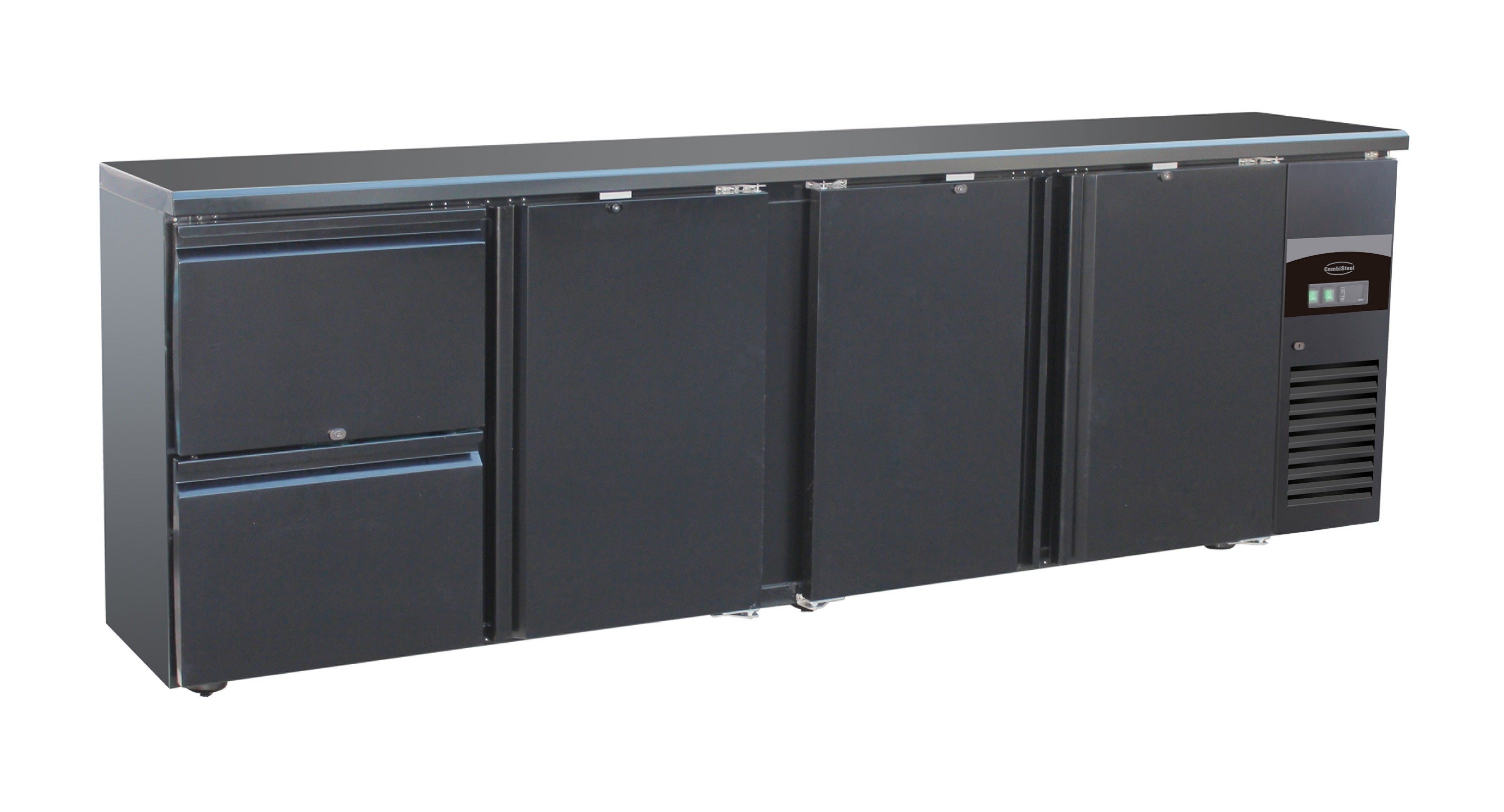 Arrière bar réfrigérée noir 3 portes et 2 tiroirs *transport sur demande* — Combisteel 7450.0326