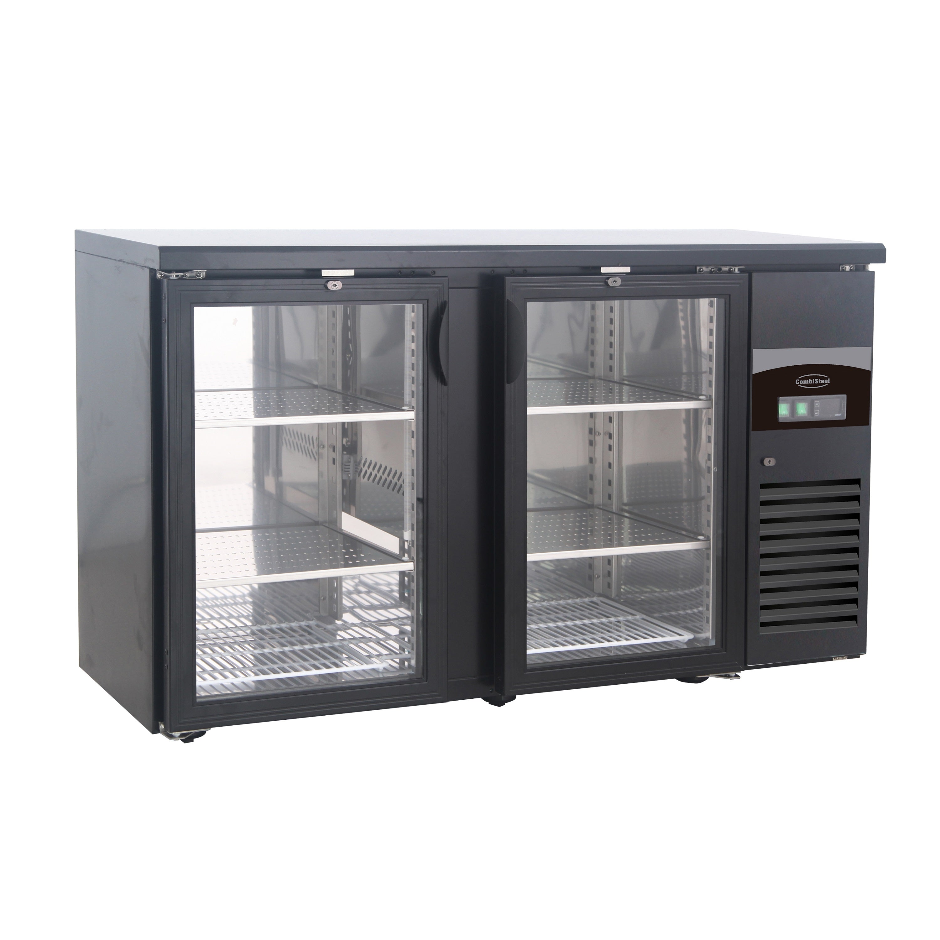 Arrière bar réfrigérée noir 2 portes en verre — Combisteel 7450.0335