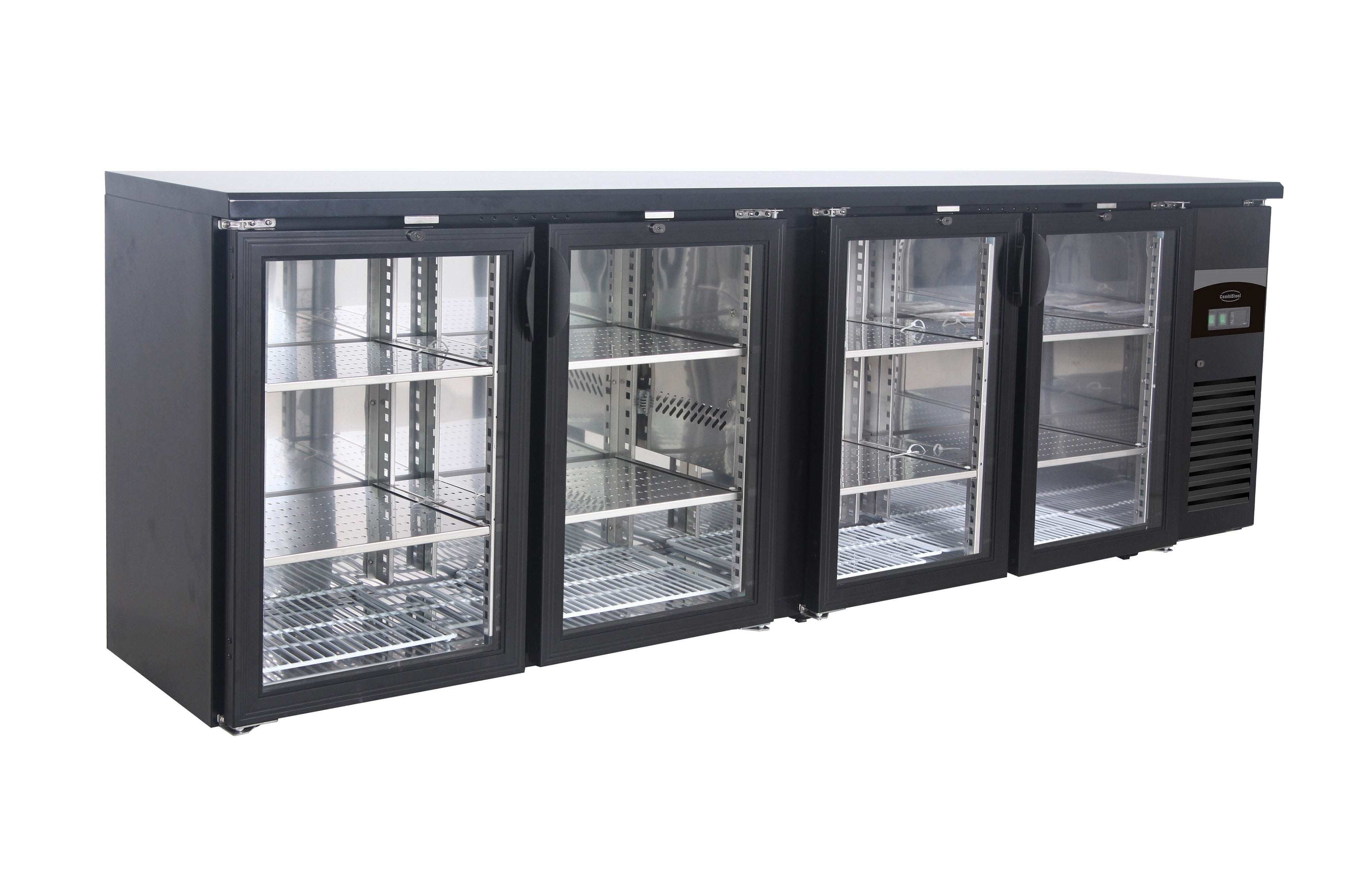 Arrière bar réfrigérée noir 4 portes en verre *transport sur demande* — Combisteel 7450.0345