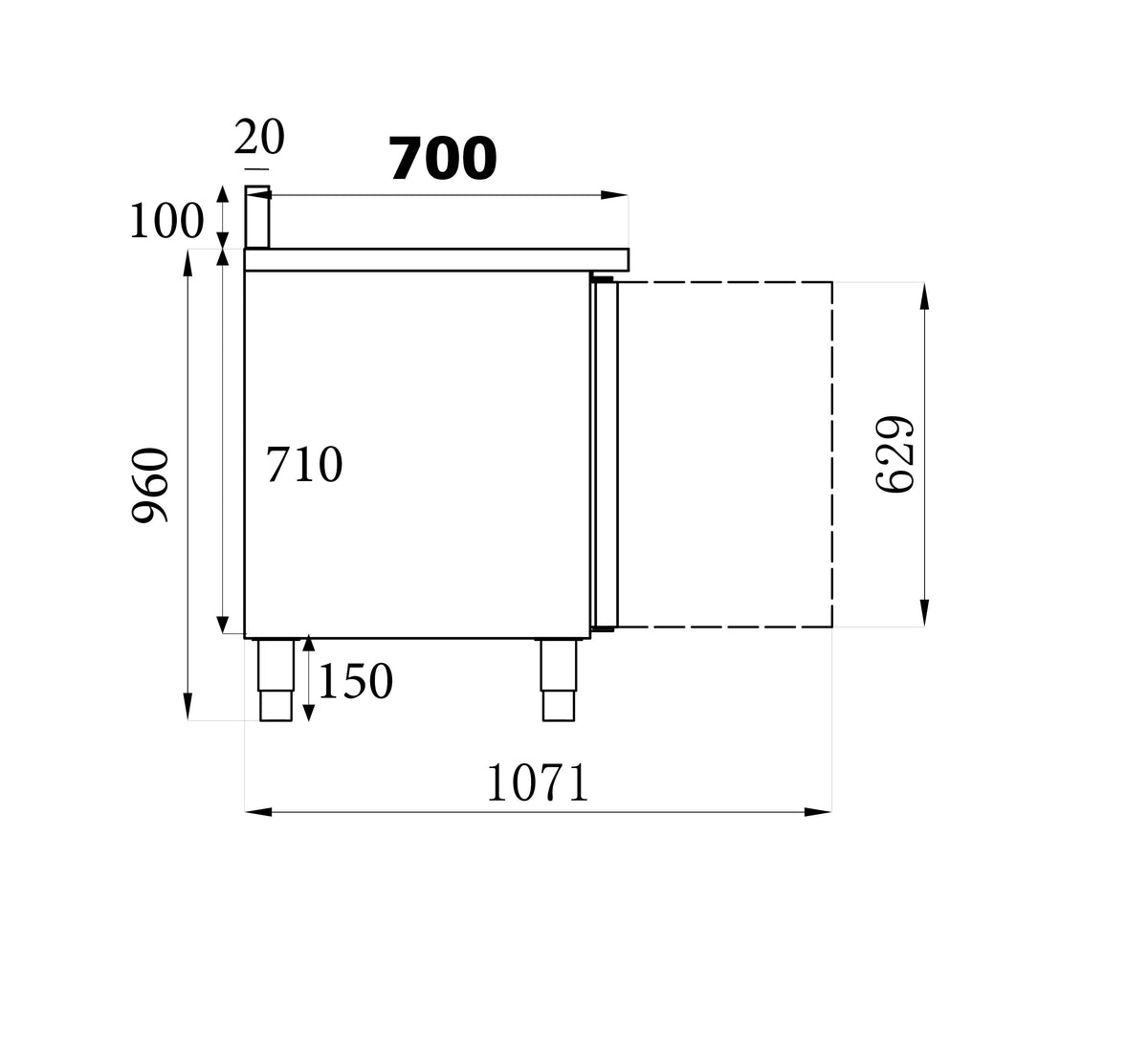 Table réfrigérée bord relevé 2 portes — Combisteel 7450.0780