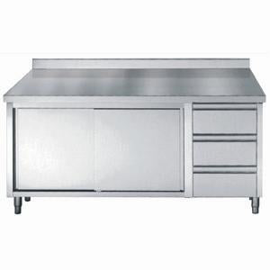700 plan de travail portes coulisst tiroirs bord relevé 1600 — Combisteel 7452.0926
