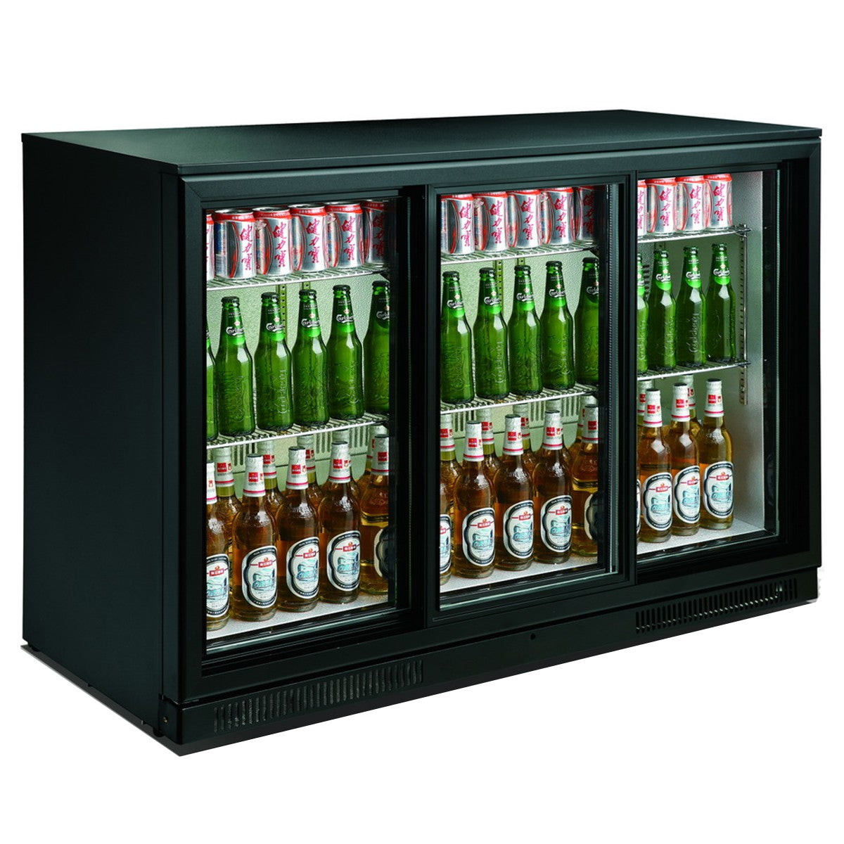 Arrière bar réfrigérée noir 3 portes coulisst — Combisteel 7455.1320