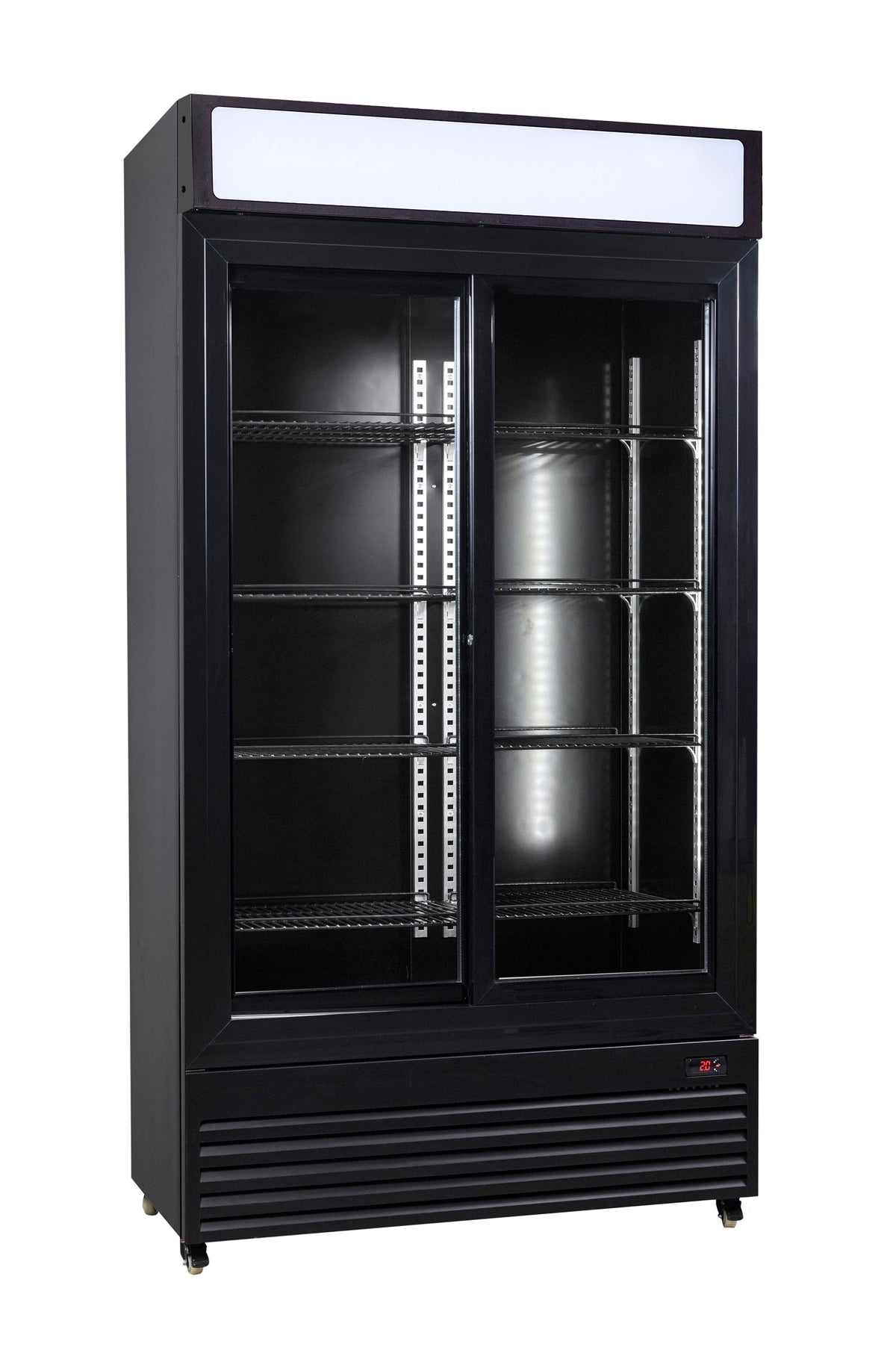 Réfrigérateur avec portes coulissantes en verres bez-780 sl noir — Combisteel 7455.1398