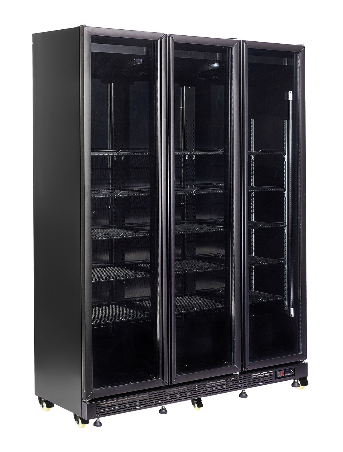 Réfrigérateur 3 portes en verre noir nap-1200 ht - avec porte chauffante — Combisteel 7455.1925