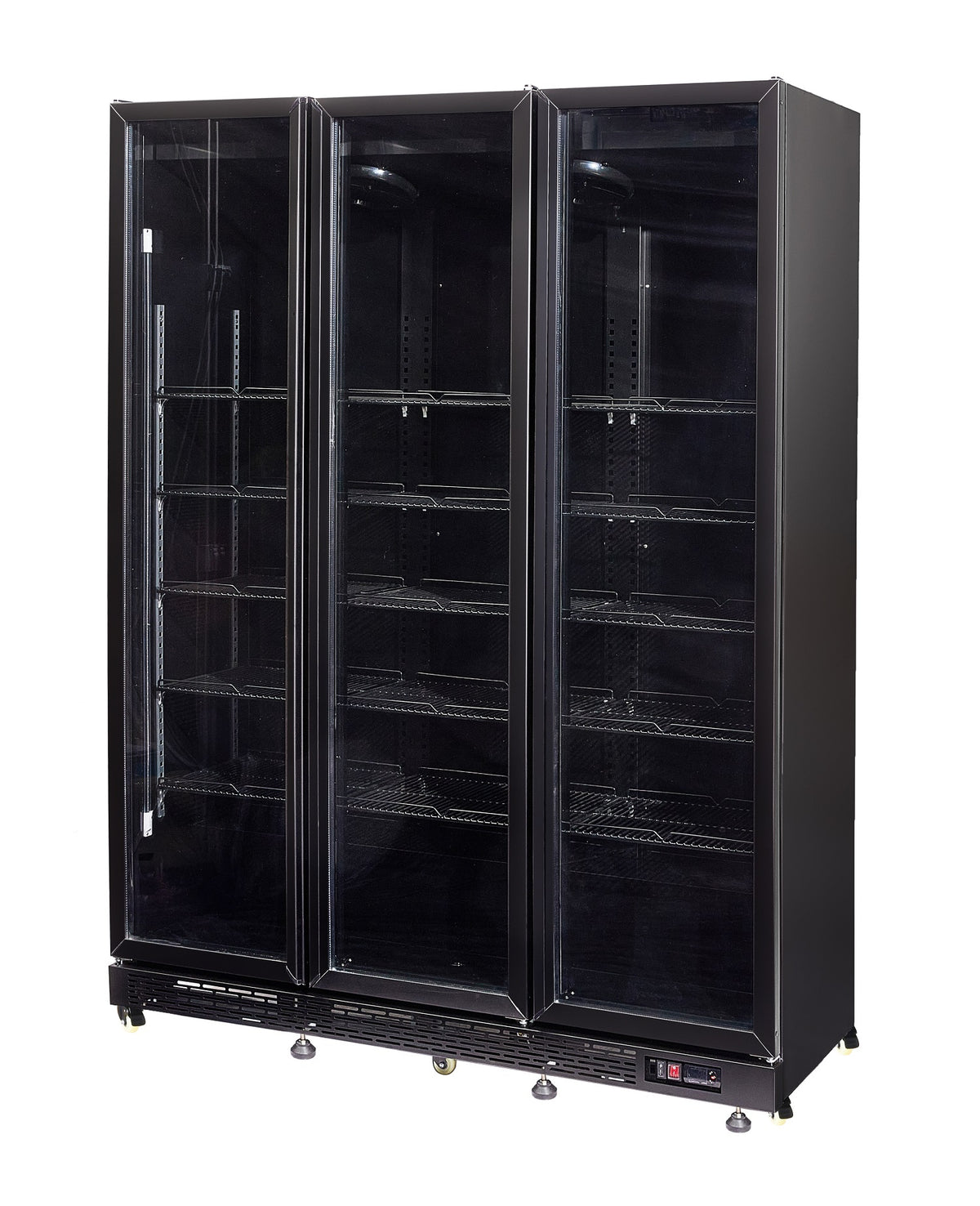 Réfrigérateur 3 portes en verre noir nap-1200 ht - avec porte chauffante — Combisteel 7455.1925