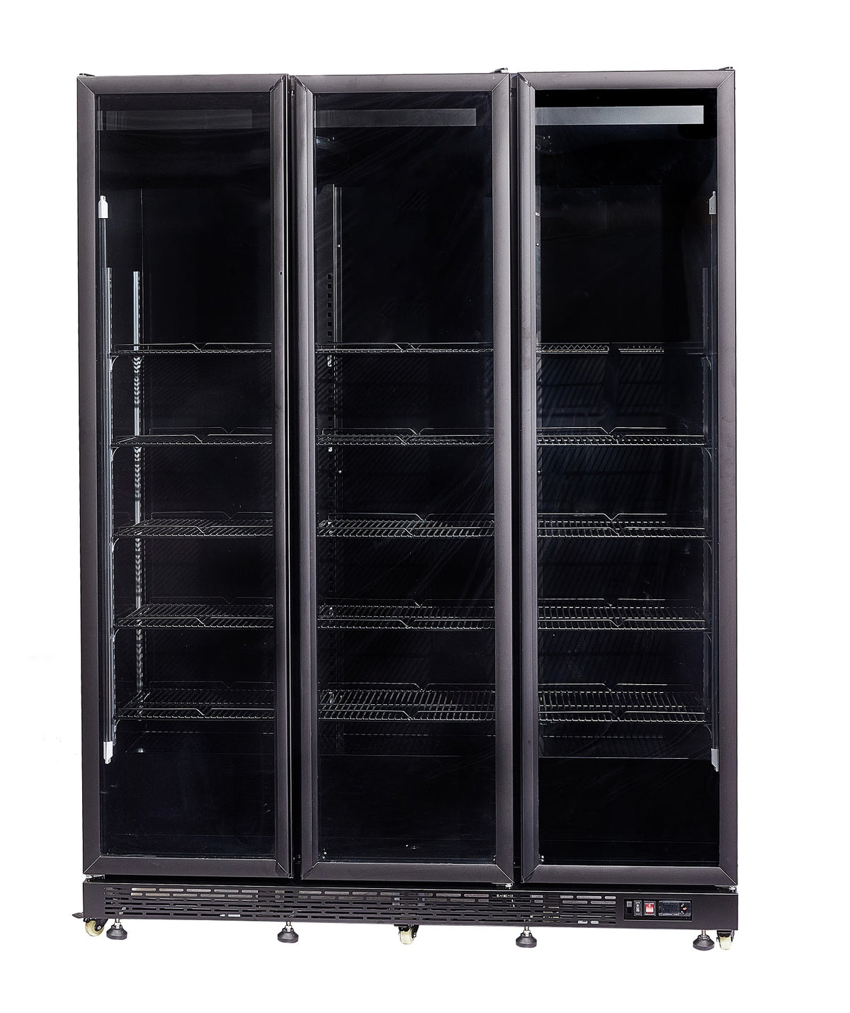 Réfrigérateur 3 portes en verre noir nap-1200 ht - avec porte chauffante — Combisteel 7455.1925