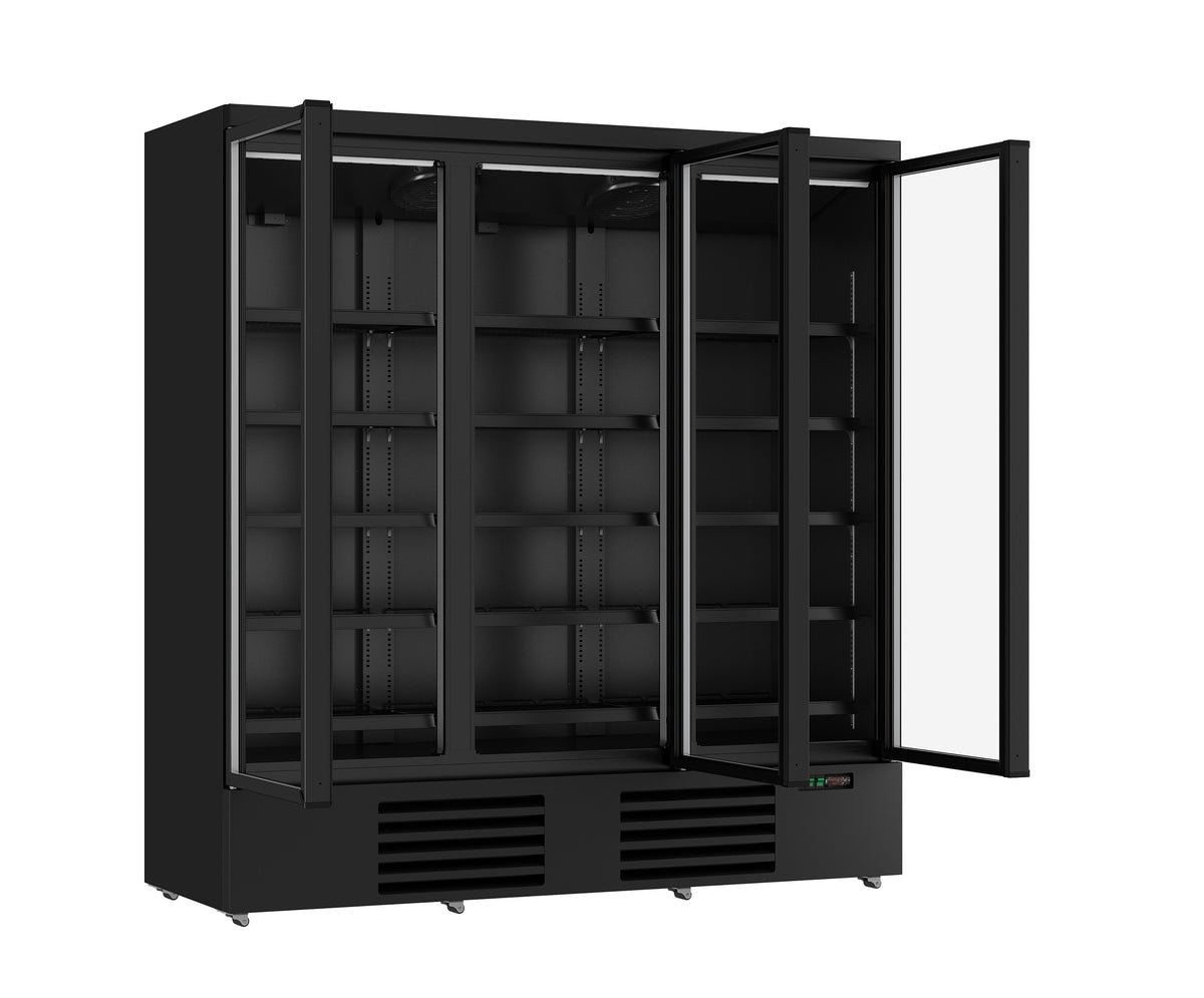 Réfrigérateur 3 portes en verre noir jde-1530r bl — Combisteel 7455.2235