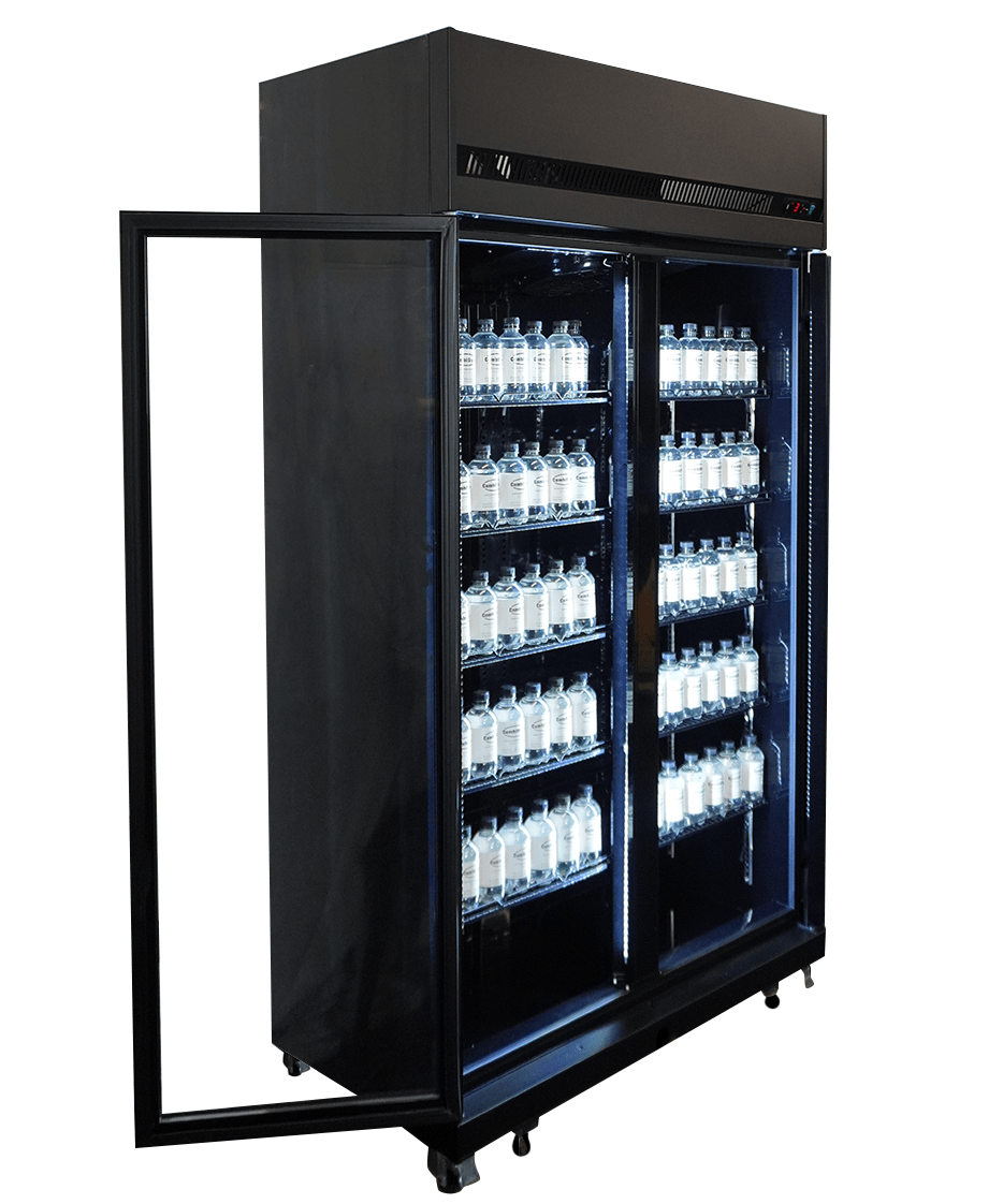 Réfrigérateur 2 portes en verre noir irm-770r bl — Combisteel 7455.3150